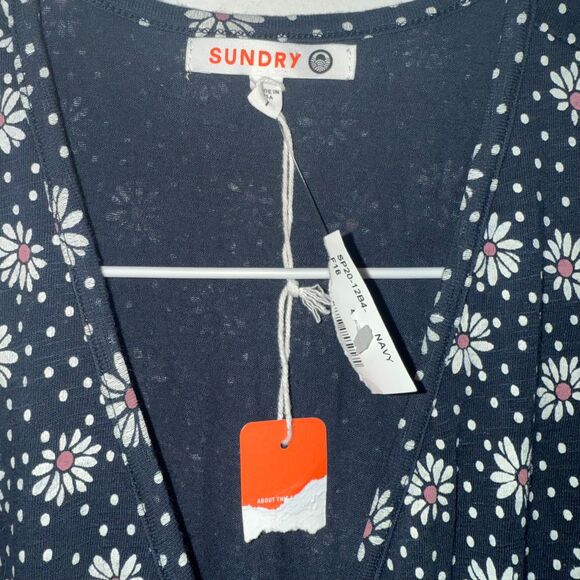 Sundry Ditsy Floral Wrap Jumpsuit - Navy 1/S - Picture 10 of 13